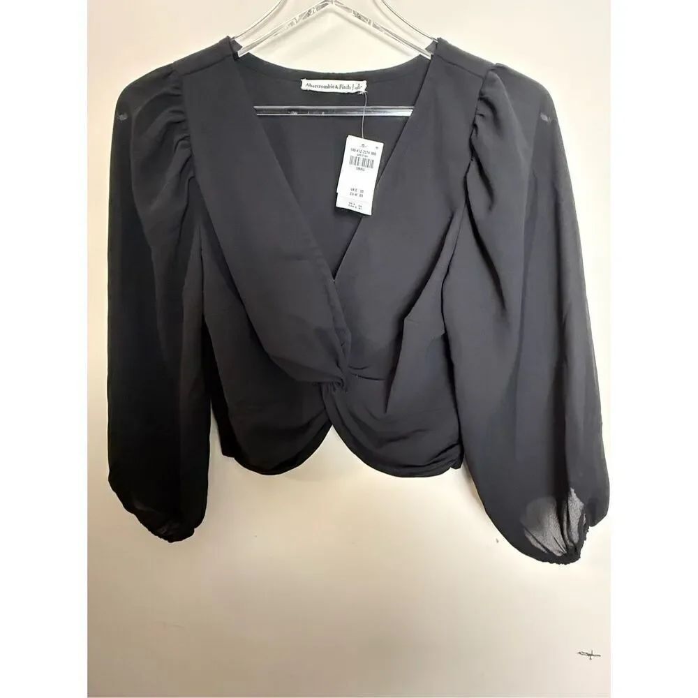 Abercrombie & Fitch Long Sleeve Knotted Front Crop Top NWT Small Y2K Coquette
